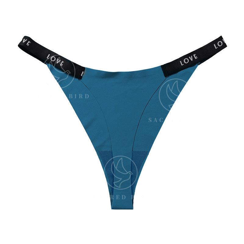 Letter printing grinding traceless plus size cotton crotch less underwear T-shaped panties T-back