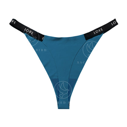 Letter printing grinding traceless plus size cotton crotch less underwear T-shaped panties T-back