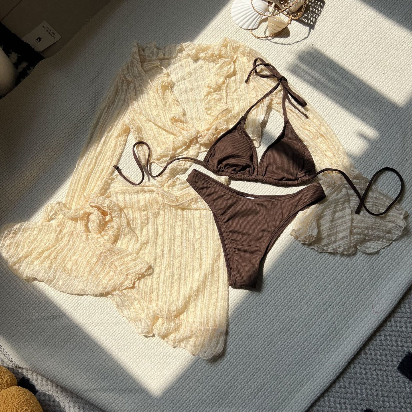 (4 days ready to ship) SY lace mesh four-piece bikini
