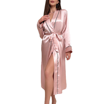DNL long ice silk robe cardigan bathrobe