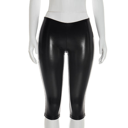 DZHT Y26PT103 spring and summer all-match fashion solid color stitching low waist tight cropped pants