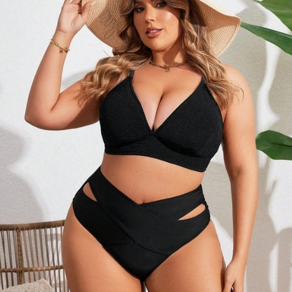 CL (L-4XL) solid color plus size swimsuit bikini women's swimming trunks bikini bottoms