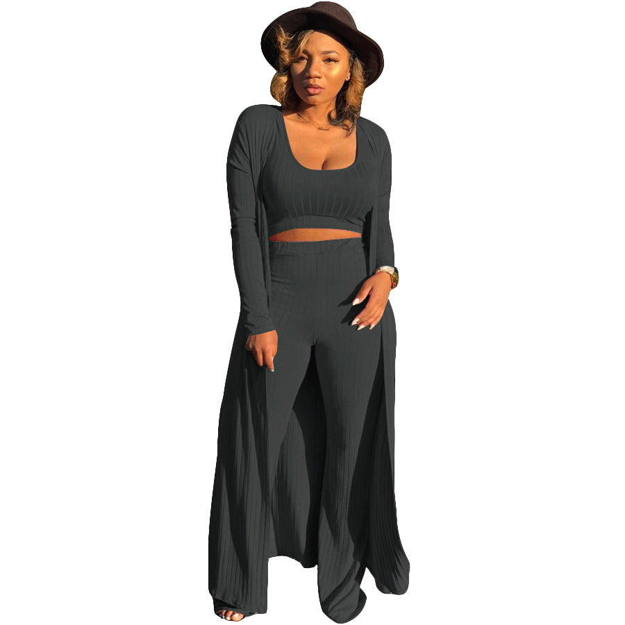 MYF (S-2XL) high elastic sunken stripe three-piece suit