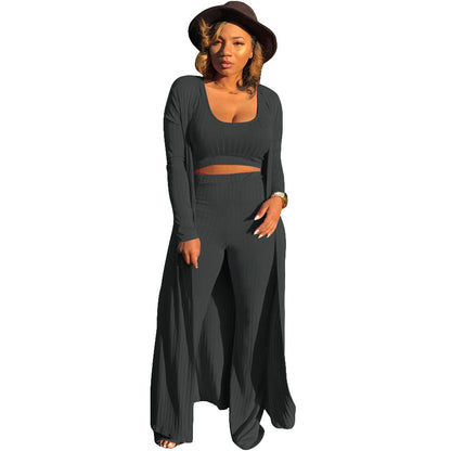 MYF (S-2XL) high elastic sunken stripe three-piece suit