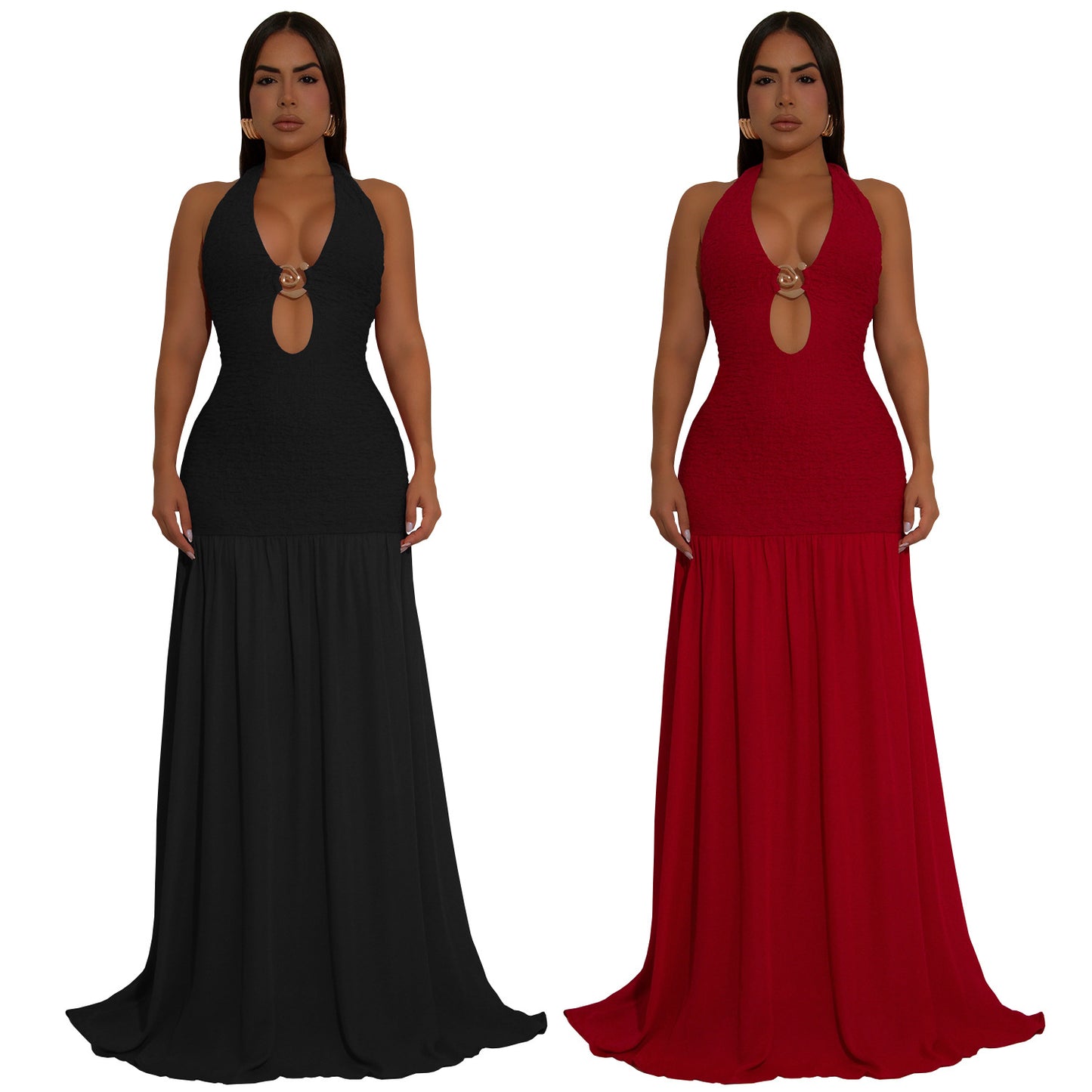 XYZ C7562 hollow-out halter backless dress