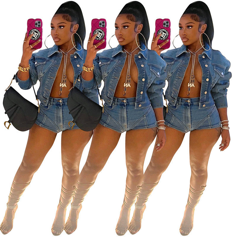 MZ (S-2XL) F88454 stretch shorts denim suit