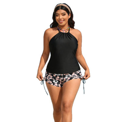CL (L-4XL) 2026 plus size swimsuit split halter high waist boxer bikini beach vacation