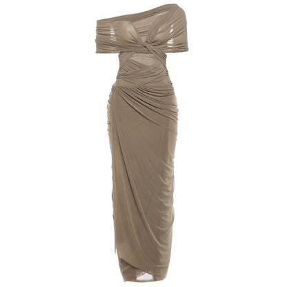 SXR K6D06379A summer tight waist temperament long dress sexy see-through dress