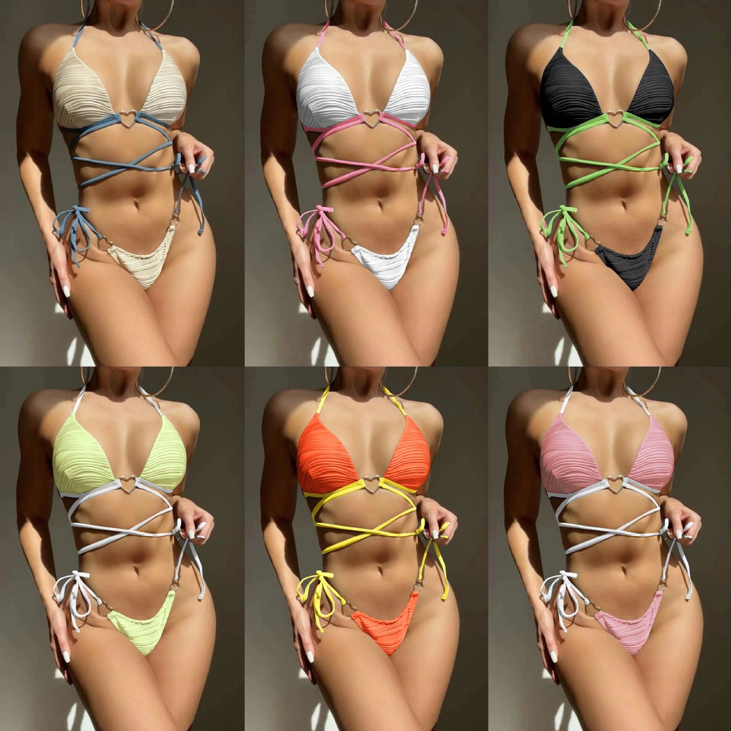 (4 days ready to ship) SY love drawstring strap hard cup bikini